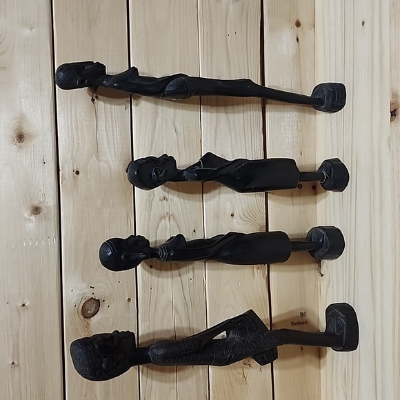 Vintage Ebony Hand Carved African Statutes Lot of 4 - Picture 6 of 11